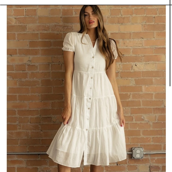 Roolee Breathe again button dress in white - Picture 2 of 7